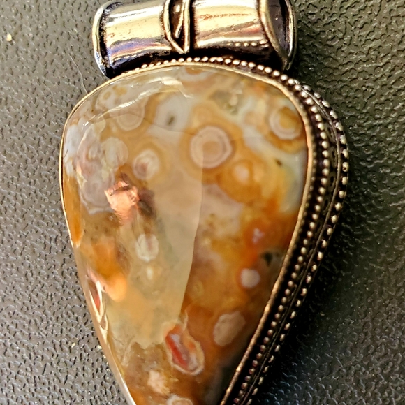 New Ocean Jasper Antique Design 925 Silver Pendant. - Picture 11 of 14